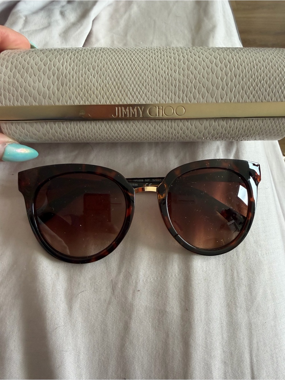 Jimmy Choo Tortoiseshell Round Sunglasses with Brown Lenses
